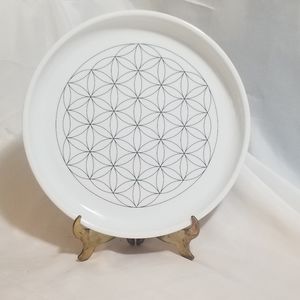 New White Ceramic Flower of Life Crystal Grid 10.5"
